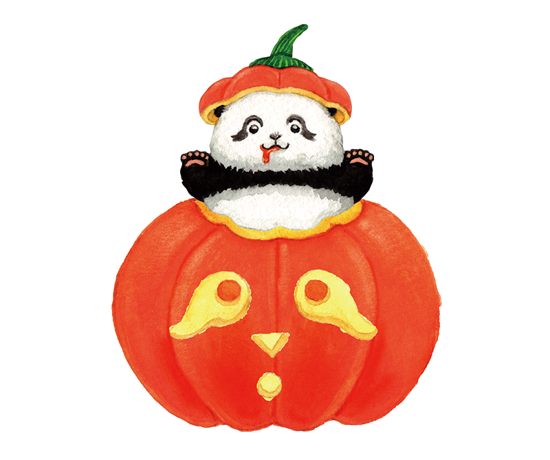 10月のうごくパンダくん「ベビーパンダちゃんのハロウィン」