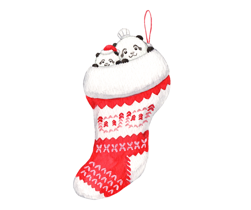 12月のうごくパンダくん「パンダくんとクリスマスくつした」